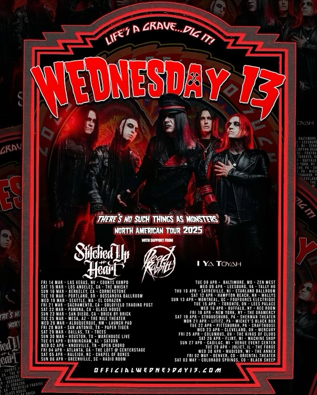 Wednesday 13’s North American Tour 2025 A Spine Chilling Horror Punk Extravaganza