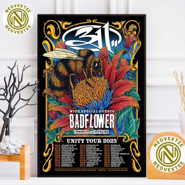 311 Band The Unity Tour 2025 Dates List With Special Guests Badflower And Sitting On Saturn Home Decor Poster Canvas