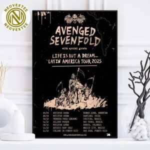 Avenged Sevenfold Life Is But A Dream Latin American Tour 2025 Dates List Home Decor Poster Canvas