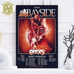 Bayside 25 Years The Errors Tour 2025 2 Nights 2 Different Sets Dates List Home Decor Poster Canvas