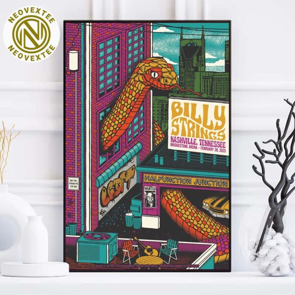 Billy Strings Nashville TN Night 1 Poster At Bridgestone Arena On February 28 2025 Home Decor Poster Canvas