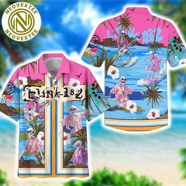 Blink 182 Skull Surfing Beach Summer Aloha 2025 Hawaiian Shirt