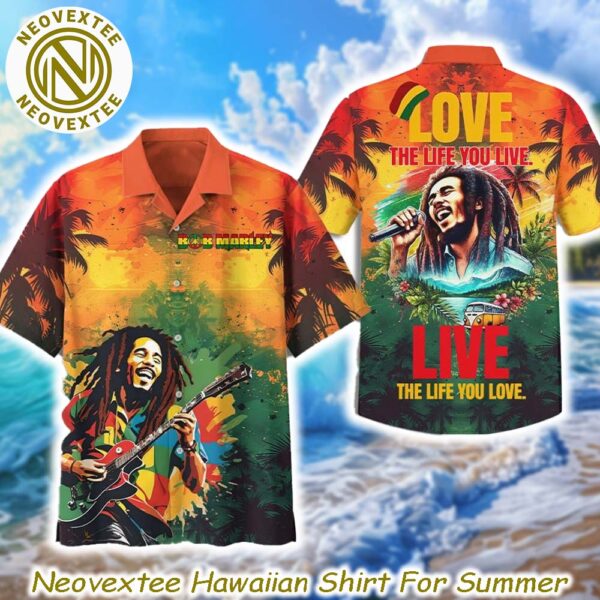 Bob Marley Reggae Love The Life You Love Summer Aloha Music 2025 Hawaiian Shirt