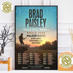 Brad Paisley Truck Still Works World Tour 2025 Schedule Dates List Home Decor Poster Canvas