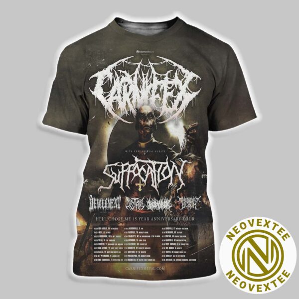 Carnifex Hell Chose Me 15 Year Anniversary Tour 2025 Dates List All Over Print Shirt