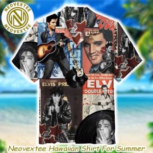 Elvis Presley Album Cover Collage 2025 Summer Aloha Hawaiian Shirt