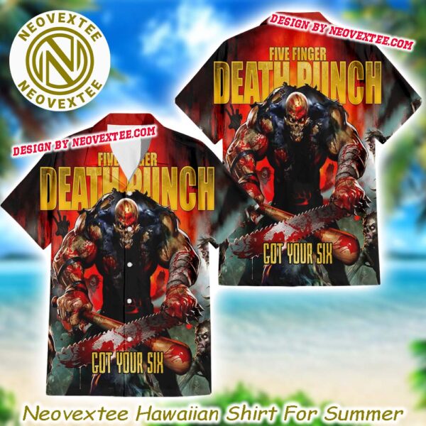 Five Finger Death Punch Got Your Six Album Cover Aloha Music Summer 2025 Hawaiian Shirt