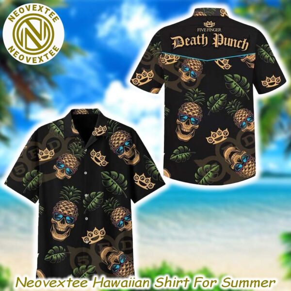 Five Finger Death Punch Skull Pineapple Summer Aloha Gift For Fan Music Hawaiian Shirt