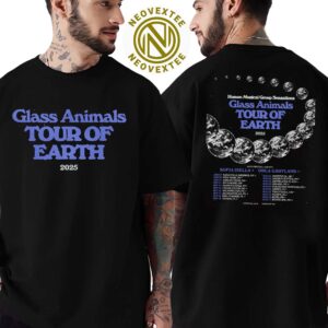 Glass Animals Band Tour Of Earth 2025 Dates List With Special Guests Sofia Isella And Orla Gartland Two Sides Print T-Shirt