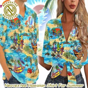 Grateful Dead Bear Dancing Beach Tropical Hawaiian Shirt And Beach Short