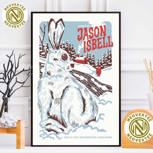 Jason Isbell Poster For Oakland CA At Calvin Simmons Theatre On March 12 And 13 2025 Poster Canvas