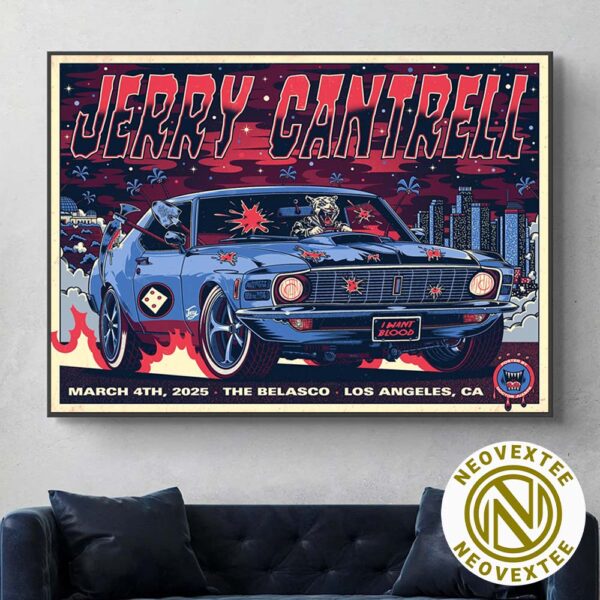 Jerry Cantrell Poster For Show In Los Angeles CA At The Belasco On March 4th 2025 Home Decor Poster Canvas