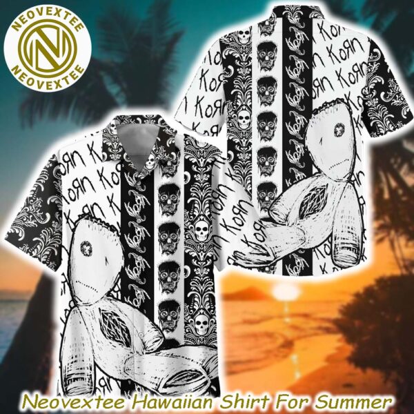 Korn Logo And Pattern Aloha Music 2025 Summer Hawaiian Shirt And Beach Short