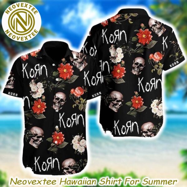 Korn Skull Flower Gift For Fan Music Summer Aloha Hawaiian Shirt