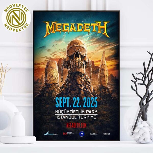 Megadeth Poster For Show At Kucukciftlik Park In Istanbul Turkiye On September 22 2025 Home Decor Poster Canvas