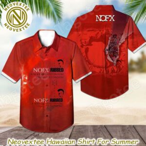 NOFX Ribbed Album Cover Red Background Summer Aloha 2025 Hawaiian Shirt