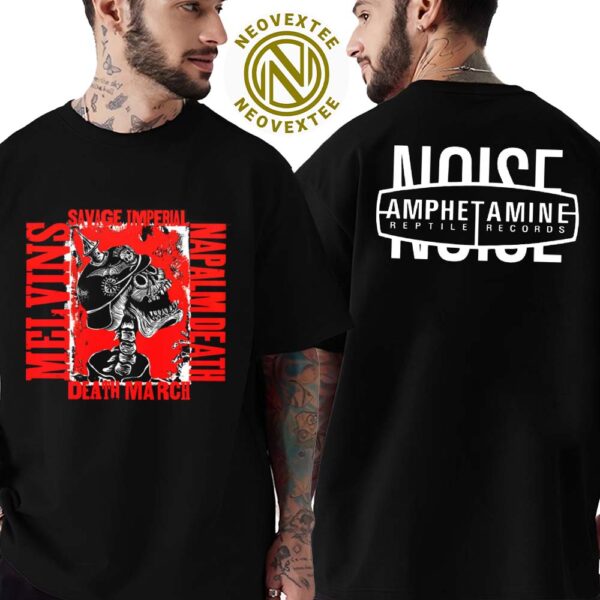 Napalm Death Merch Savage Imperial Death March Noise Amphetamine Reptile Records Two Sides Print T-Shirt