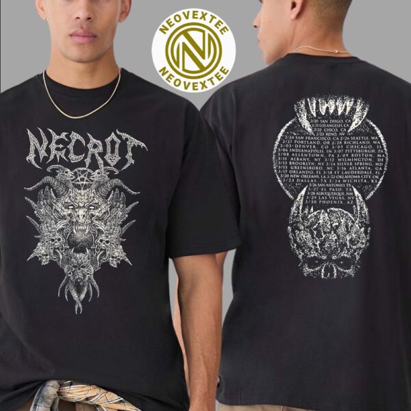 Necrot Band Merch Tee Tour 2025 Start On February 20 In San Diego CA Two Sides Print Unisex T-Shirt