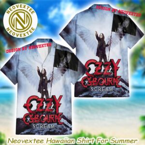 Ozzy Osbourne Scream Album Cover Aloha Summer 2025 Both Hawaiian Shirt And Beach Short