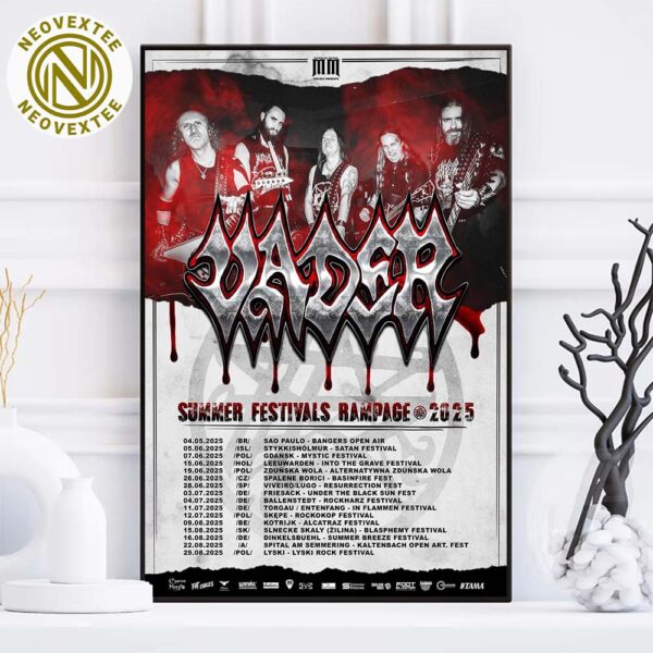 Vader Band Summer Festivals Rampage Tour 2025 Dates List Home Decor Poster Canvas