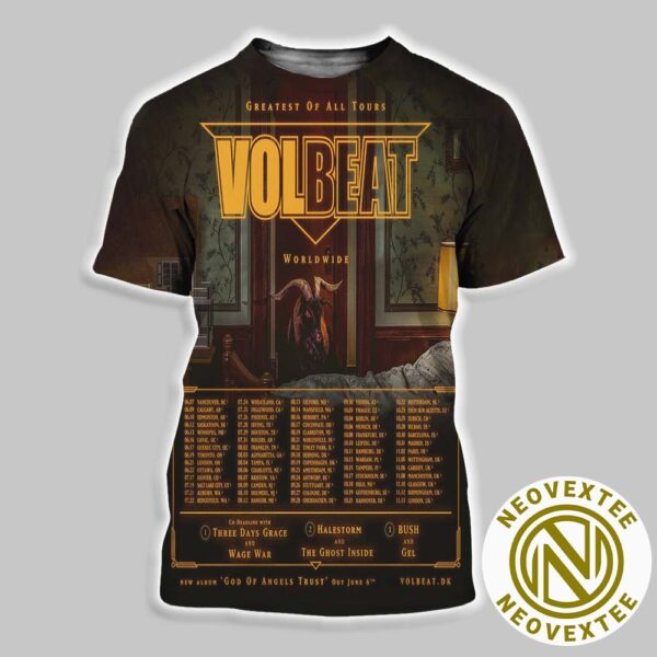 Volbeat Greatest Of All Tours 2025 Worldwide God Of Angels Trust Dates List All Over Print Shirt