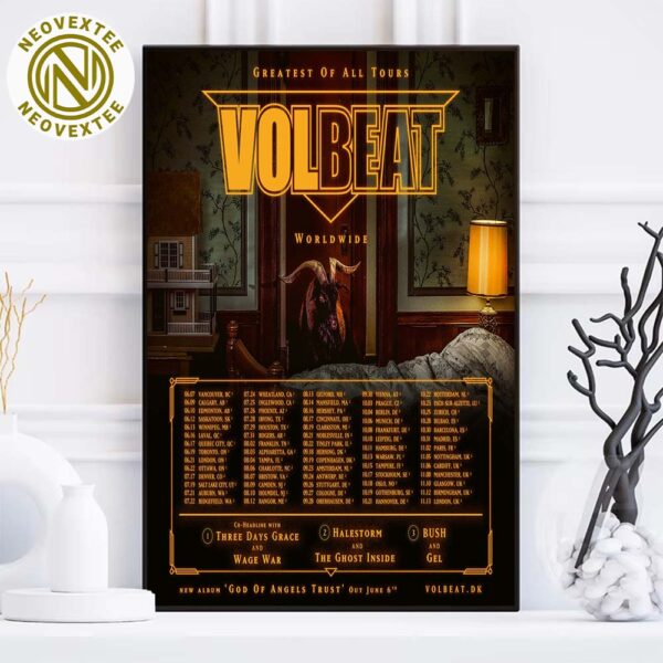 Volbeat Greatest Of All Tours 2025 Worldwide God Of Angels Trust Dates List Home Decor Poster Canvas