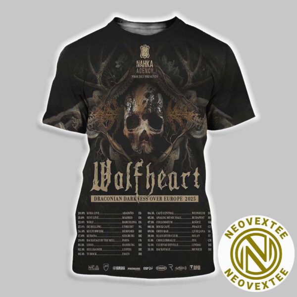 Wolfheart Band Draconian Darkness Over Europe 2025 Dates List All Over Print Shirt