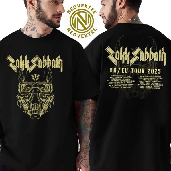 Zakk Sabbath Merch Tee UK And EU Tour 2025 Dates List Two Sides Print Unisex T-Shirt