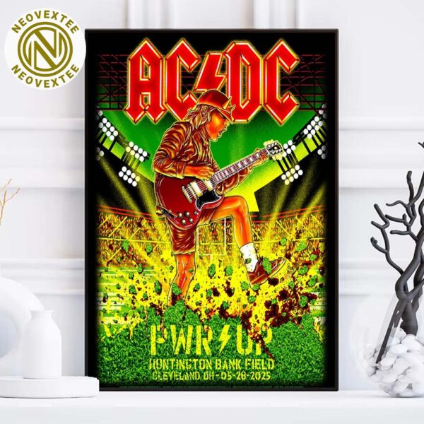 ACDC Cleveland OH Concert Poster At Huntington Bank Field On May 28 PWR UP North America Tour 2025 Home Decor Poster Canvas