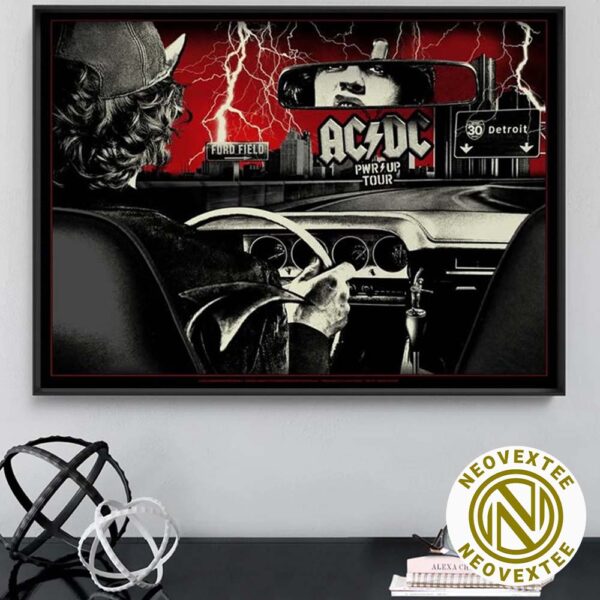 ACDC Detroit PWR UP Tour North America 2025 Poster For Detroit MI At Ford Field On April 30 2025 Home Decor Poster Canvas