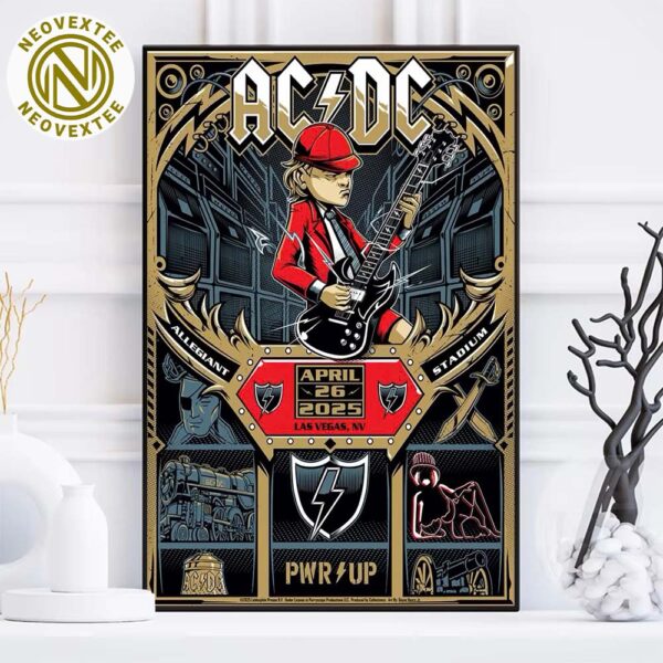 ACDC Las Vegas PWR UP Tour North America 2025 Poster In Las Vegas NV At Allegiant Stadium On April 26 2025 Home Decor Poster Canvas