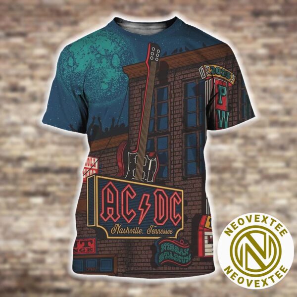 ACDC Nashville PWR UP Tour North America 2025 Poster In Nashville TN At Nissan Stadium On May 20 2025 All Over Print Shirt