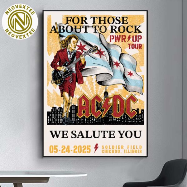 ACDC PWR Up Chicago 2025 Tonight Poster In Chicago IL At Soldier Field On May 24 2025 Home Decor Poster Canvas