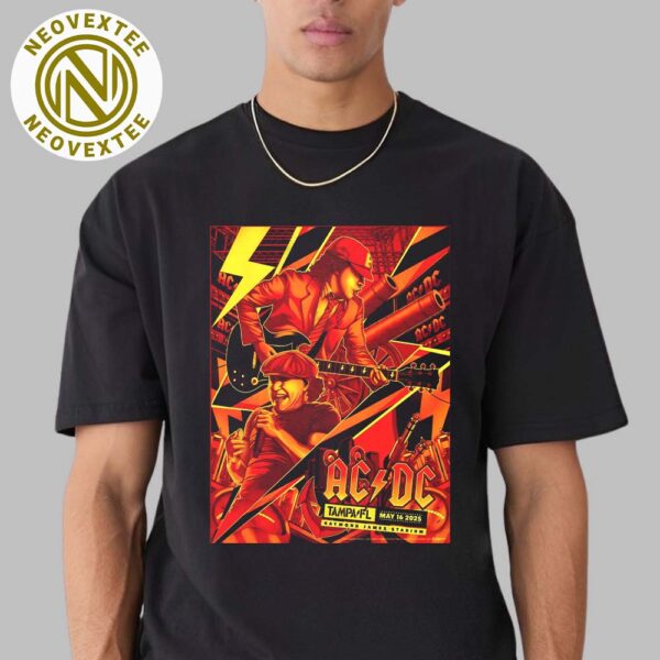 ACDC Tampa Florida PWR UP Tour 2025 Event Poster At Raymond James Stadium On May 16th 2025 Classic T-Shirt