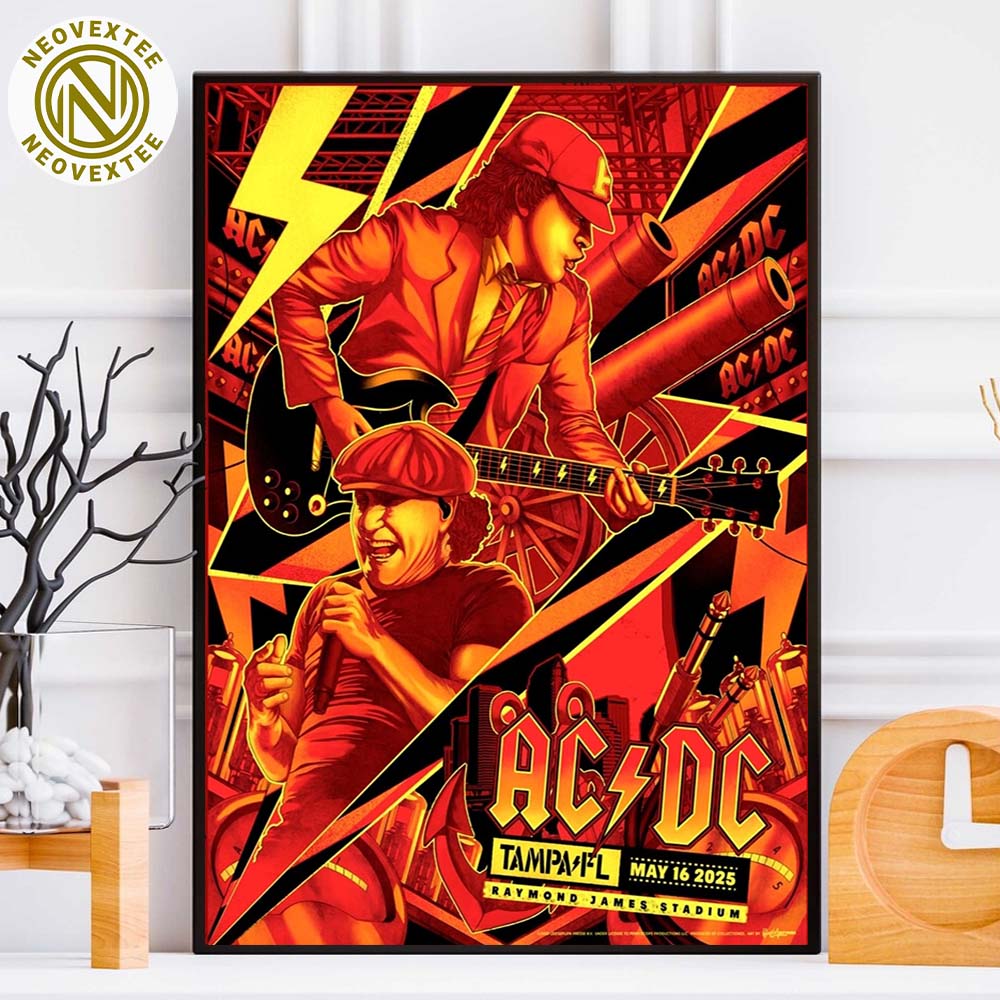 ACDC Tampa Florida PWR UP Tour 2025 Event Poster At Raymond James Stadium On May 16th 2025 Home Decor Poster Canvas ACDC Tampa Florida PWR UP Tour 2025 Event Poster At Raymond James Stadium On May 16th 2025 Home Decor Poster Canvas