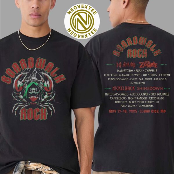 Boardwalk Rock Festival Crab Lineup Tee In Ocean City MD On May 17-18 2025 Two Sides Print Classic T-Shirt