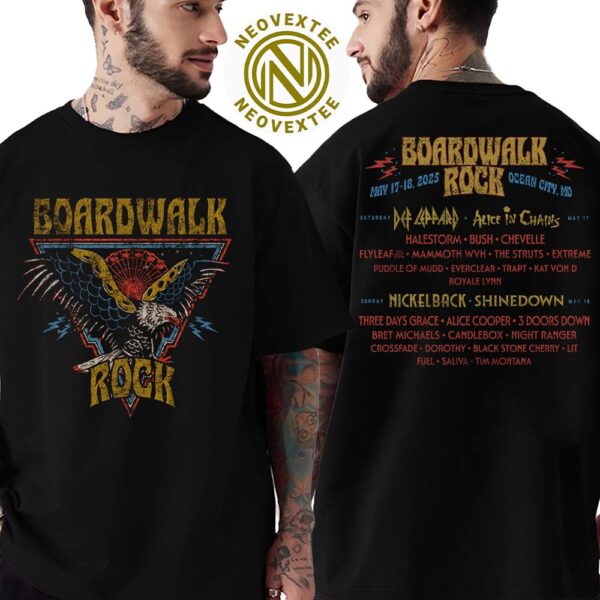 Boardwalk Rock Festival Eagle Lineup Tee 2025 Ocean City MD On May 17-18 2025 Two Sided Print Classic T-Shirt