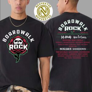 Boardwalk Rock Festival Lineup Skull And Roses For Ocean City MD On May 17-18 2025 Two Sided Print T-Shirt