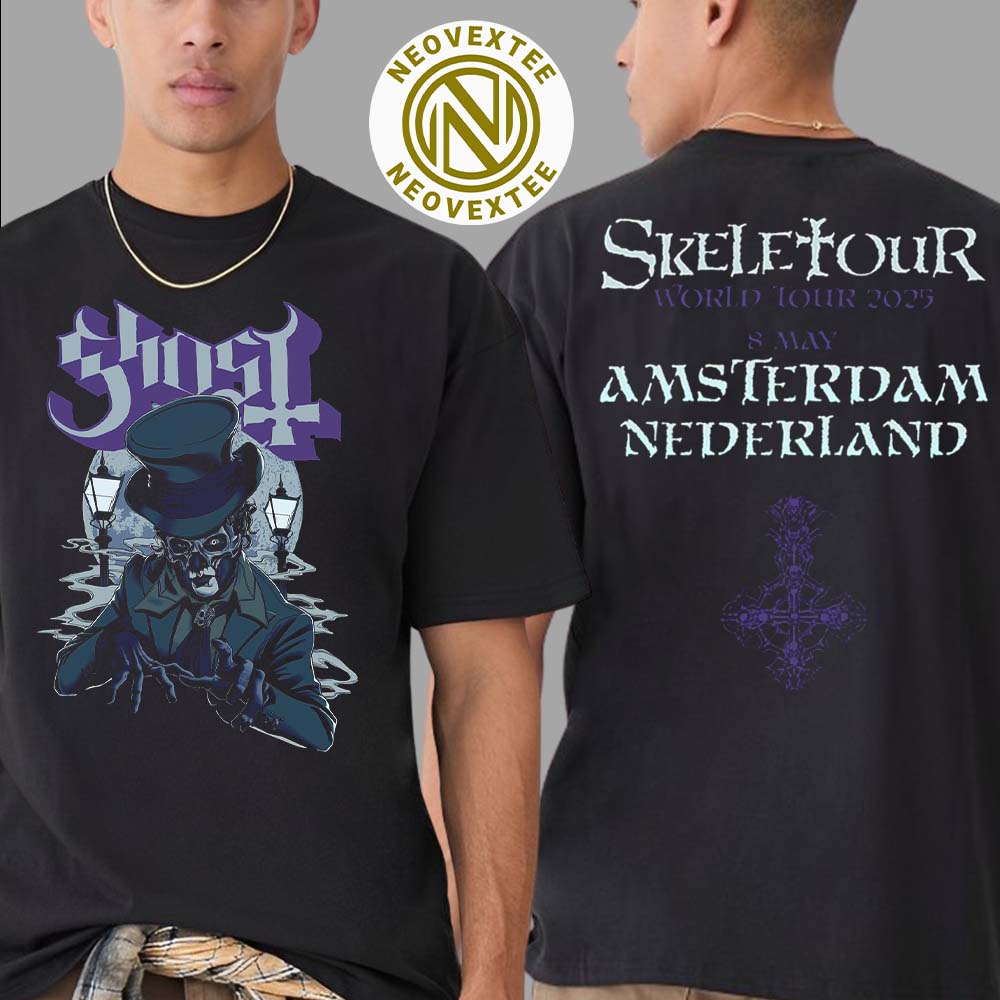 Ghost Amsterdam Nederland Pop-Up Store Merch Tee On May 8 Skeletour World Tour 2025 At Ziggo Dome Unisex T-Shirt Ghost Amsterdam Nederland Pop-Up Store Merch Tee On May 8 Skeletour World Tour 2025 At Ziggo Dome Unisex T-Shirt