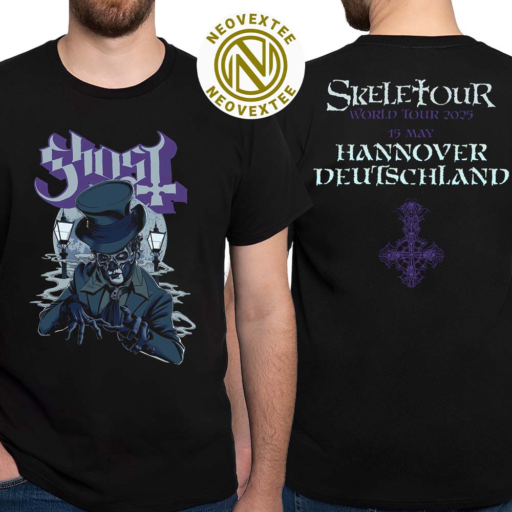 Ghost Hannover Deutschland Merch Tee Pop-Up Store On May 15 Skeletour World Tour 2025 At ZAG Arena Vintage T-Shirt Ghost Hannover Deutschland Merch Tee Pop-Up Store On May 15 Skeletour World Tour 2025 At ZAG Arena Vintage T-Shirt