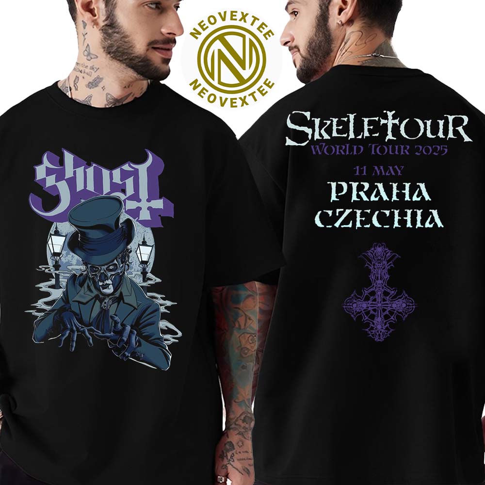 Ghost Praha Czech Republic Merch Tee Pop-Up Store On May 11 Skeletour World Tour 2025 At O2 Arena Unisex T-Shirt Ghost Praha Czech Republic Merch Tee Pop-Up Store On May 11 Skeletour World Tour 2025 At O2 Arena Unisex T-Shirt