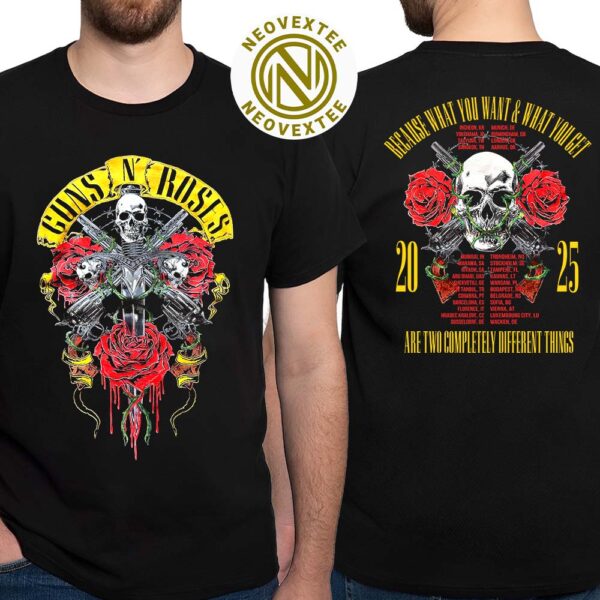 Guns N Roses 2025 Dagger Rose Merch Because What You Want And What You Get Are Two Completely Different Things Vintage T-Shirt