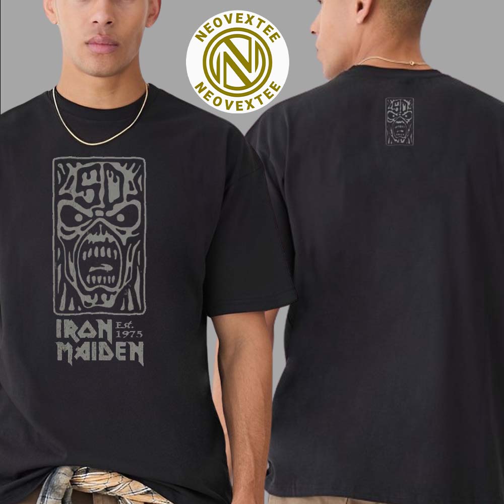 Iron Maiden 50th Logo Stamp Tee 50th Anniversary Celebration Two Sided Print T-Shirt Iron Maiden 50th Logo Stamp Tee 50th Anniversary Celebration Two Sided Print T-Shirt