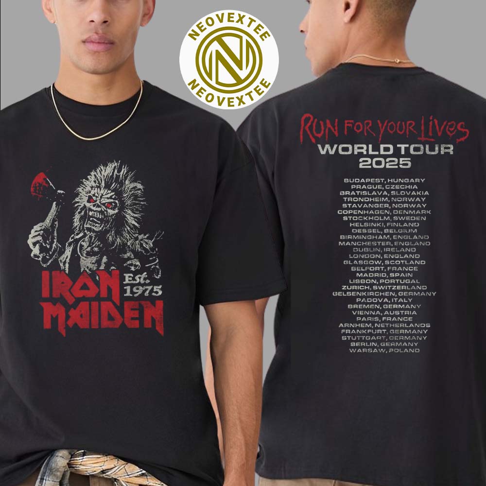 Iron Maiden Eddie Est 1975 Run For Your Lives World Tour 2025 Classic T-Shirt Iron Maiden Eddie Est 1975 Run For Your Lives World Tour 2025 Classic T-Shirt