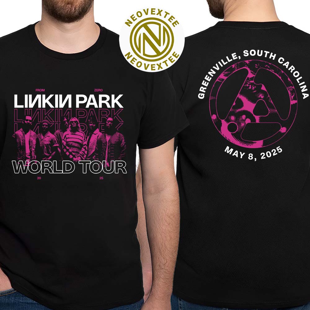 Linkin Park Greenville South Carolina Merchandise Tee On May 8 From Zero World Tour 2025 At Bon Secours Wellness Arena T-Shirt Linkin Park Greenville South Carolina Merchandise Tee On May 8 From Zero World Tour 2025 At Bon Secours Wellness Arena T-Shirt