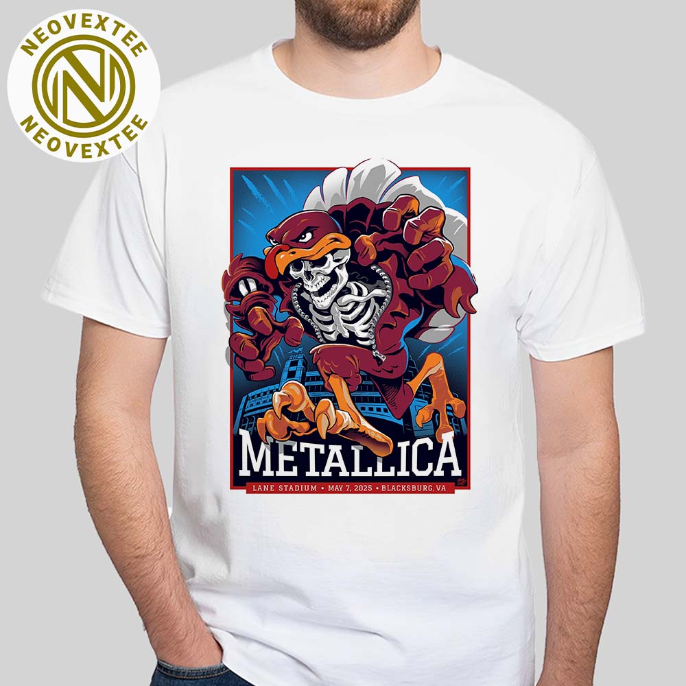 Metallica Blacksburg Virginia Event Poster M72 VirginiaTech At Lane Stadium On May 7 M72 North America Tour 2025 Classic T-Shirt Metallica Blacksburg Virginia Event Poster M72 VirginiaTech At Lane Stadium On May 7 M72 North America Tour 2025 Classic T-Shirt