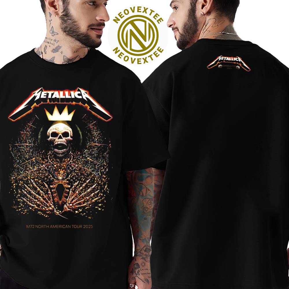 Metallica Charlotte NC Tee Pop-Up Shop M72 Charlotte On May 31 2025 At Bank Of America Stadium Two Sided Print T-Shirt Metallica Charlotte NC Tee Pop-Up Shop M72 Charlotte On May 31 2025 At Bank Of America Stadium Two Sided Print T-Shirt