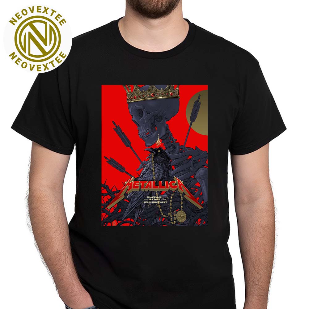 Metallica Columbus OH Tonight Poster At M72 Sonic Temple Night 1 At Historic Crew Stadium On May 9 2025 Art By Vance Kelly Vintage T-Shirt Metallica Columbus OH Tonight Poster At M72 Sonic Temple Night 1 At Historic Crew Stadium On May 9 2025 Art By Vance Kelly Vintage T-Shirt