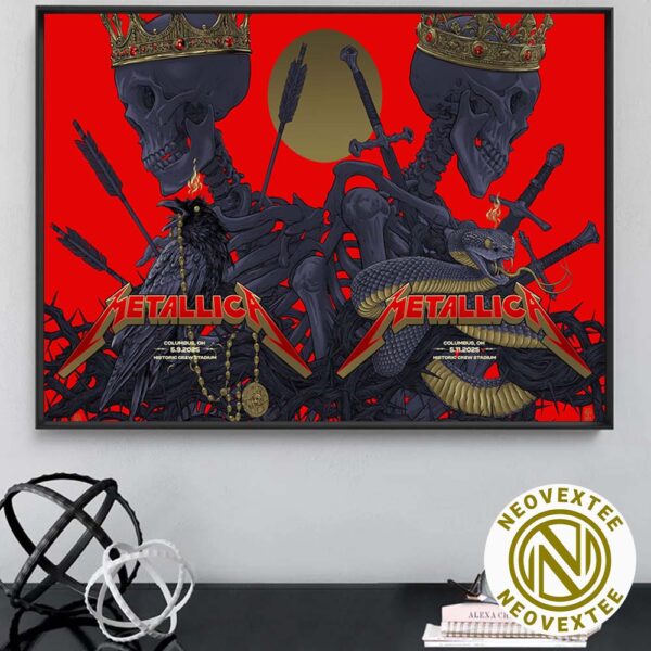 Metallica Columbus Ohio Two Night Poster At Historic Crew Stadium M72 Sonic Temple On May 9 And 11 2025 Home Decor Poster Canvas