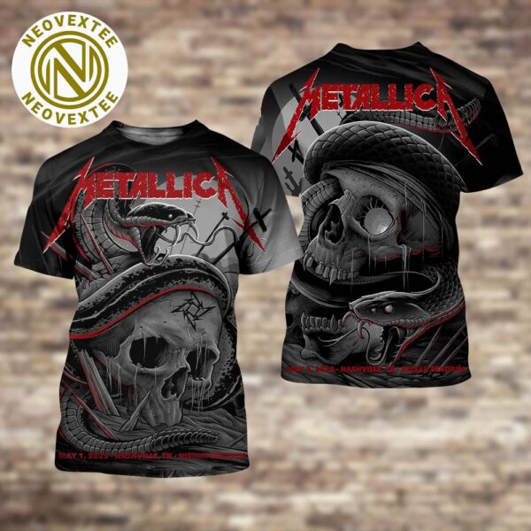 Metallica Full Show Poster M72 Nashville TN Art By Maxx242 At Nissan Stadium On No Repeat Weekend May 1 And May 3 2025 All Over Print Shirt